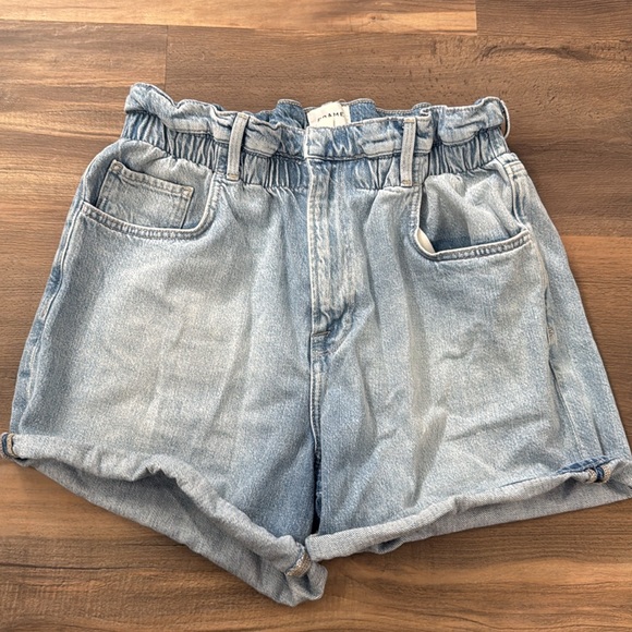 Frame Paperbag Elastic Denim Shorts - Picture 2 of 4